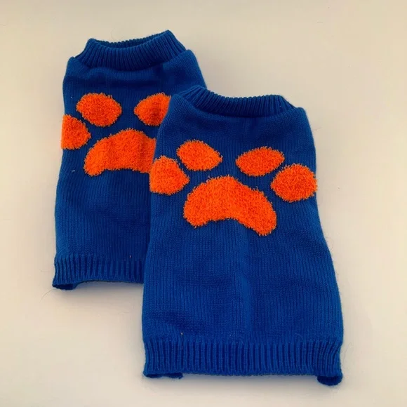 Top Paw Blue Dog Sweaters with Orange Paw Size Medium—2 Available! - Picture 1 of 5